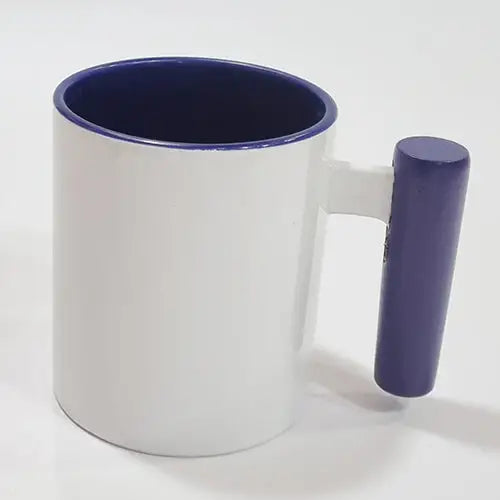 Dark Blue Sublimation Mug with Wooden Handle - simple